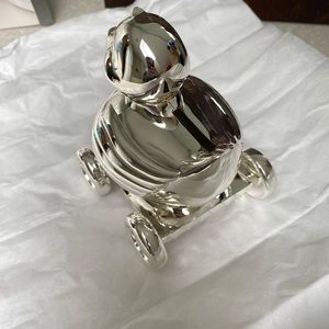 Reed & Barton silver ducky wagon piggy bank